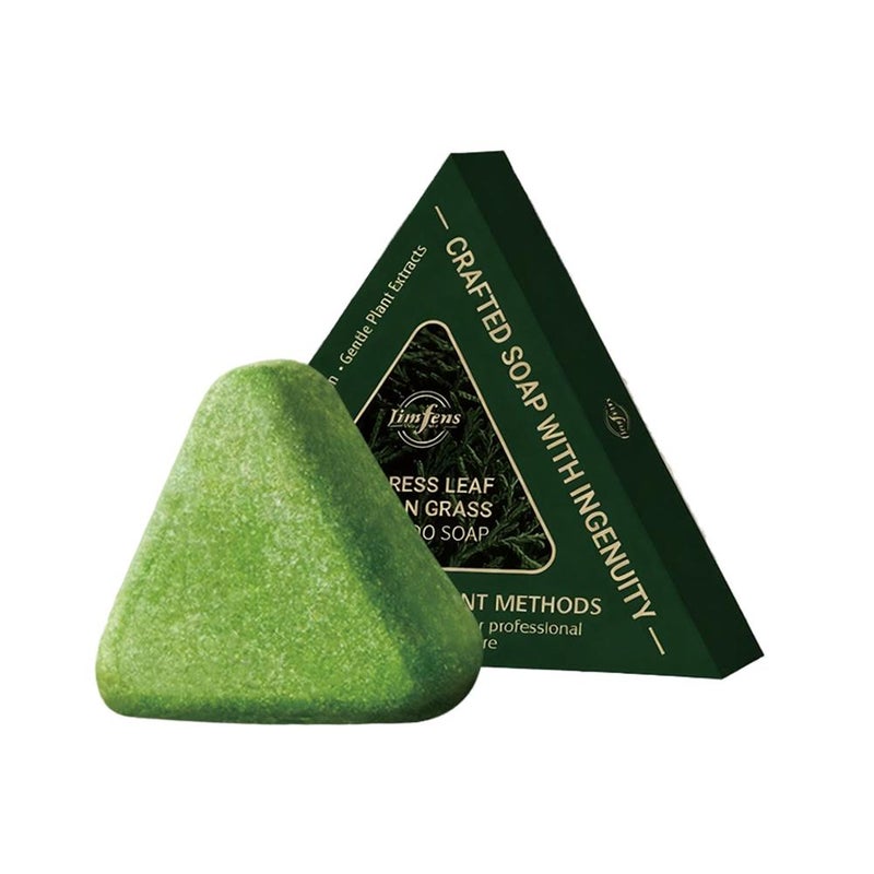 Usman shampoo bar with cypress leaves cleanses, refreshes, controls oil, relieves itching, and leaves hair smooth and voluminous.